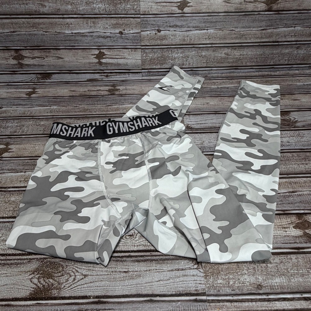 Gymshark Leggings Women Small Gray Camo Compression Athletic Yoga Pants